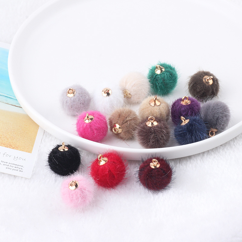 ミンクファー DIY ポンポンペンダント イヤリング 手作り ジュエリー ピアス ネックレス